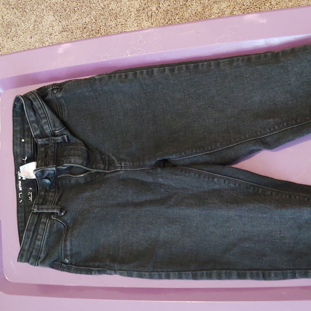 Black denim high rise jeans